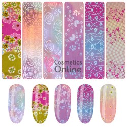 Folii de transfer, FST018 cu model Metalic Floral Pink, set 16 bucati